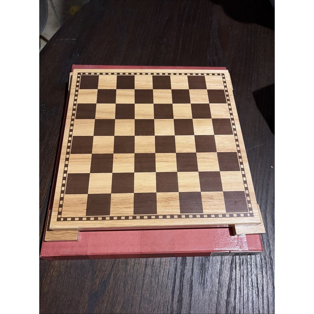 Wooden Checkers Game Board [047754118544] Woodfield Collection Real Wood